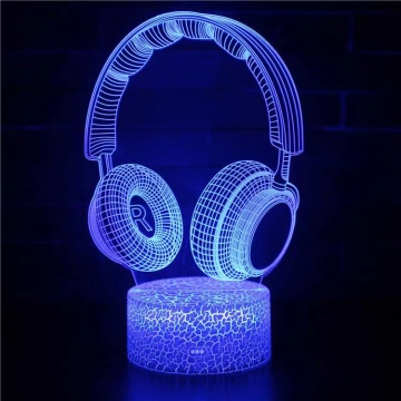 RGB Color Changing 3D Illusion Headset Shape Souvenir Lamp