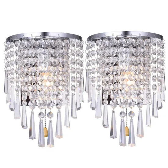 Modern E12 K9 Crystal Mirror Stainless Steel Wall Lights - 2Pcs