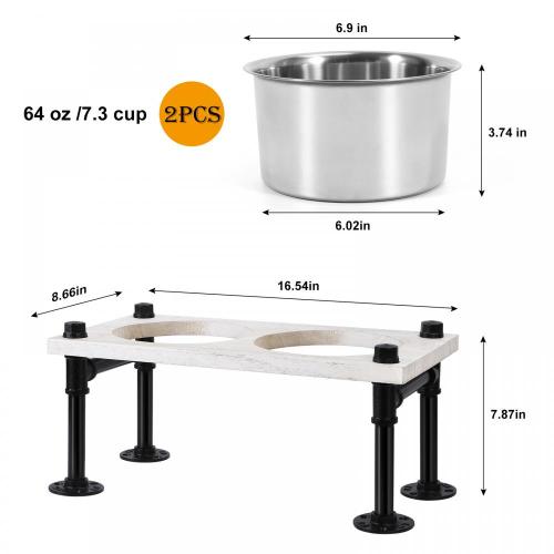 Приподнятая чаша для собак с двумя мисками из нержавеющей стали