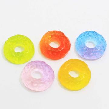 Gradient Transparent Cabochon Runde Donut Big Hole Harz Charms Simulation Lebensmittel DIY Craft Dekoration Perlen Schmuck Ornament