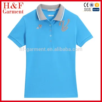 Fashion womens fitted polo shirt in blue