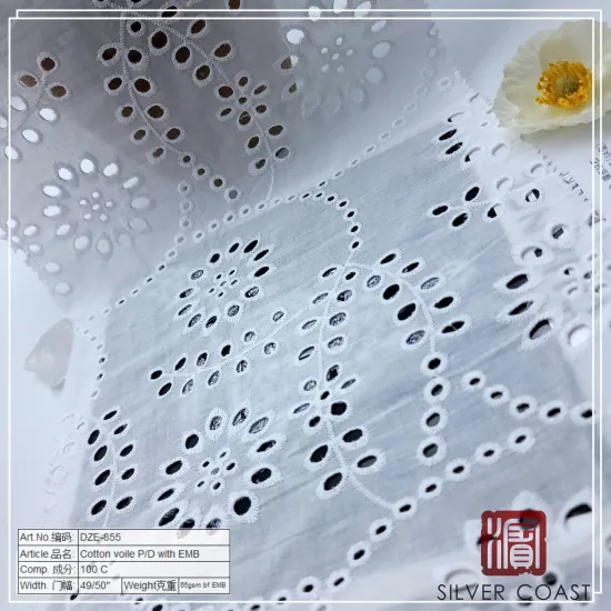 cotton voile P/D with embroidery