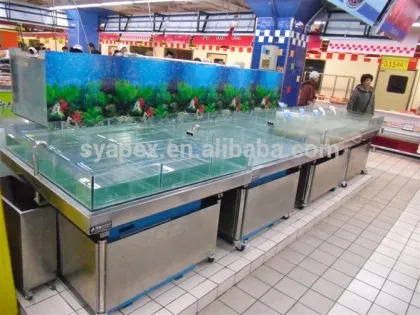 APEX supermarket stainless steel shellfish display table/seafood display case