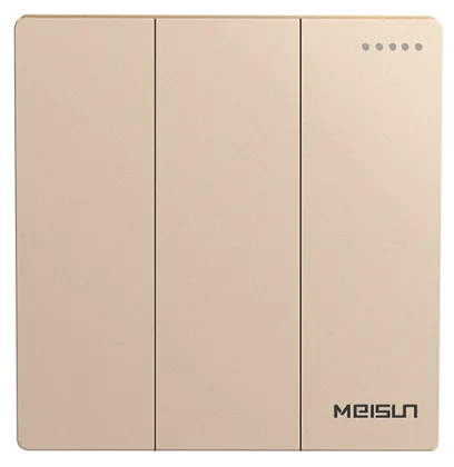 Golden colour three gang one way switch