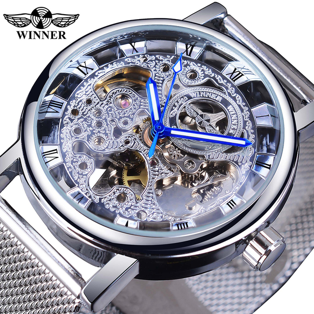 Winner Mechanical Classic Royal Carving Stainless Steel Men's Automatic Watch