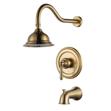 Garden Antique Design Wall Mount Brushed Gold Shower Set