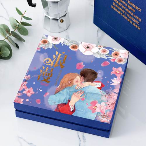 Papel de embalaje de chocolate Caja de regalo de trufa azul personalizada