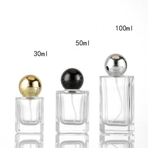 Square Thick Glass Perfume Bottle WIth Ball Cap