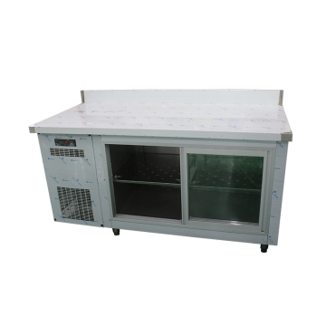 Stainless steel kitchen worktop fridge