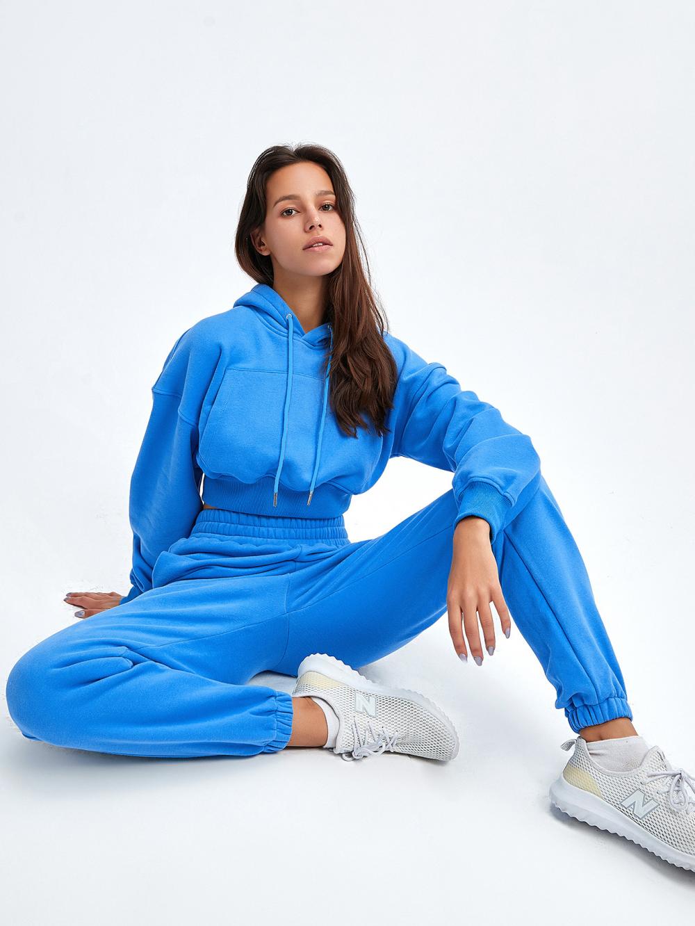 Womens Cropped Hoodie Tracksuit Set