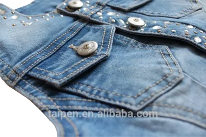 Wholesale Fashion 100% Cotton Kids Girls Waistcoats Denim Vest