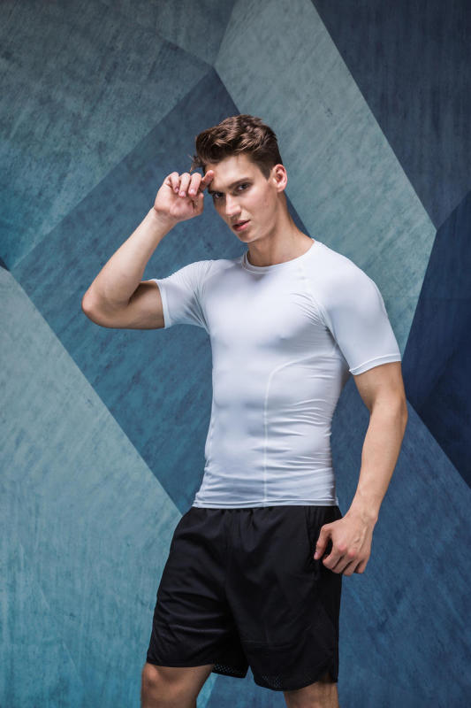 Short Sleeve Athletic Compression Tops Dry Workout Shirt