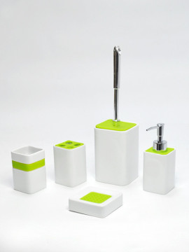 White Ceramic Square Shaped Bathroom Accessories Set