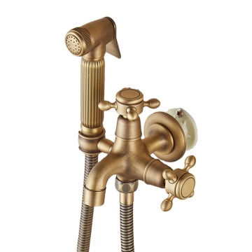 Brass Dual Handle Antique Bidet Sprayer Set for Toilet