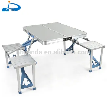 Ninghai jianda aluminum outdoor funiture portable beach folding picnic table set with 4 seats