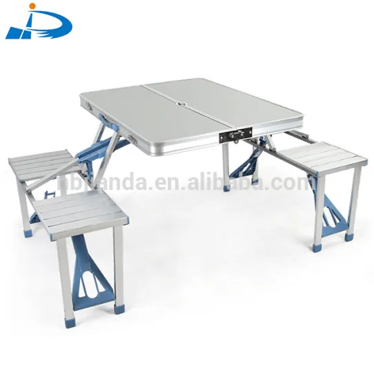 Ninghai jianda aluminum outdoor funiture portable beach folding picnic table set with 4 seats