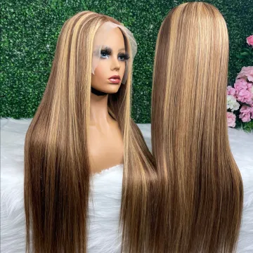 Hot Blonde Highlight Transparent Lace Front Wig 100% Highlighted 360 Full Lace Human Hair Wigs Highlights Hd Frontal Closure Wig