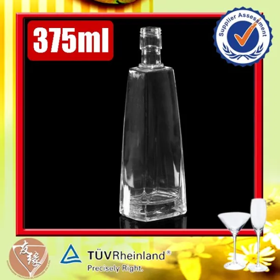 375ml custom shaped high white clear alcohol glass bottle