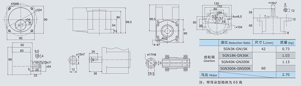 Reversible Gear Motor 60w