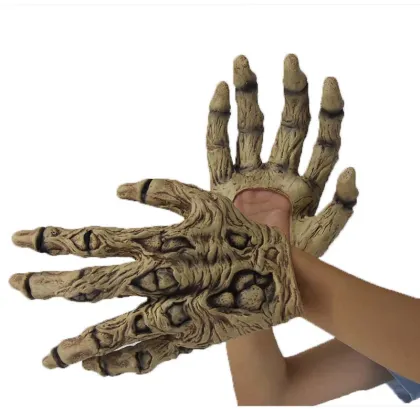 Halloween Adult Unisex Spooky Skull Claw Gloves - Beast Black Gloves for Costumes