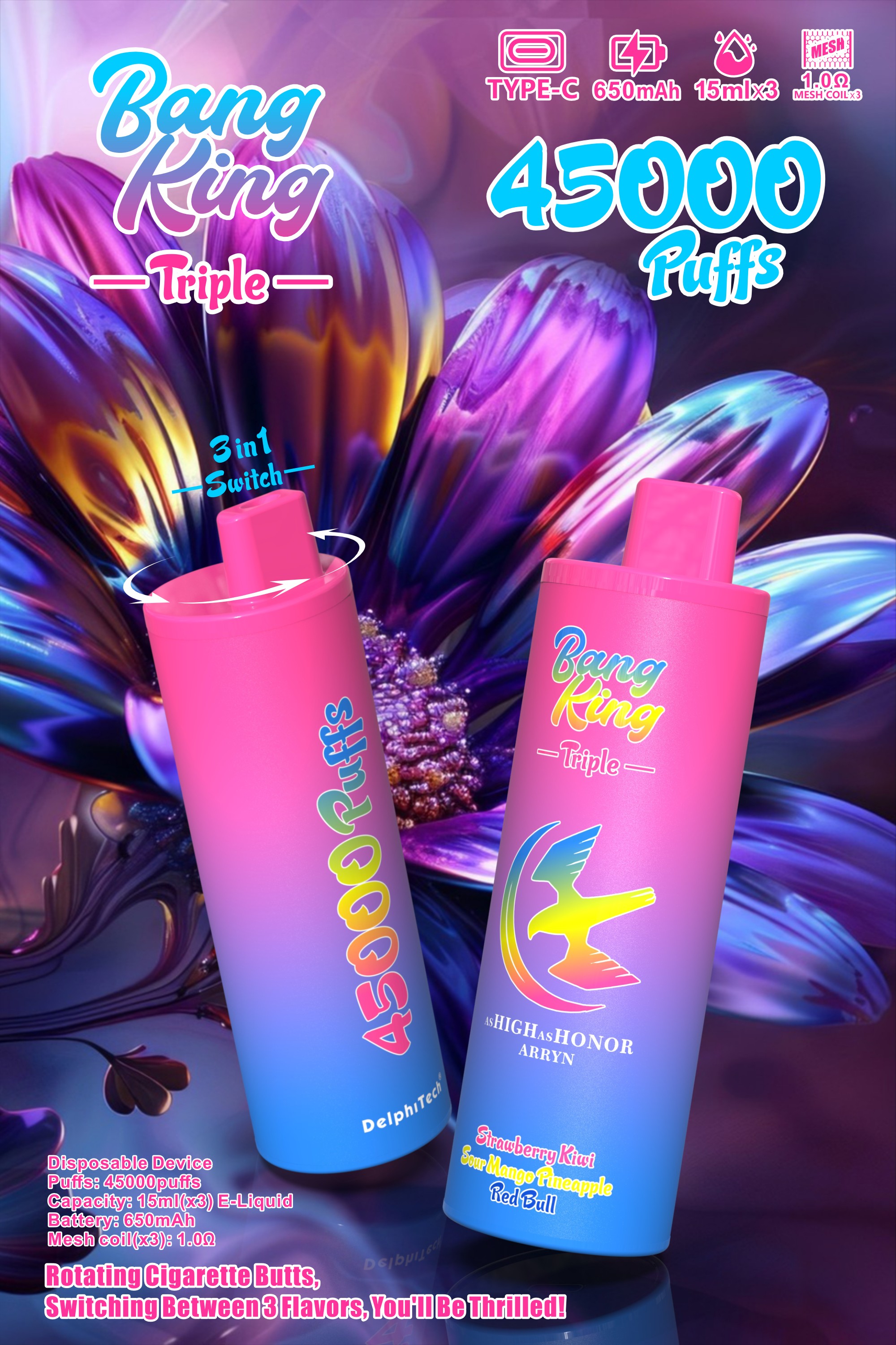 Bang king triple 45k puff berkualitas tinggi