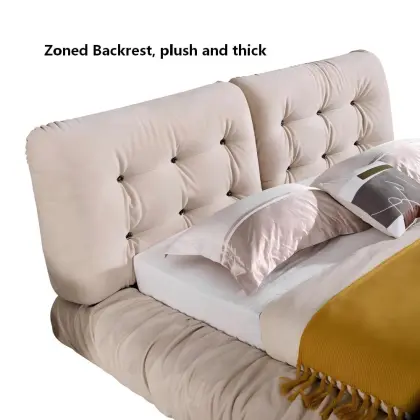 Oversized Cloud Ruched Vintage Rose Fabric Upholstered Bed