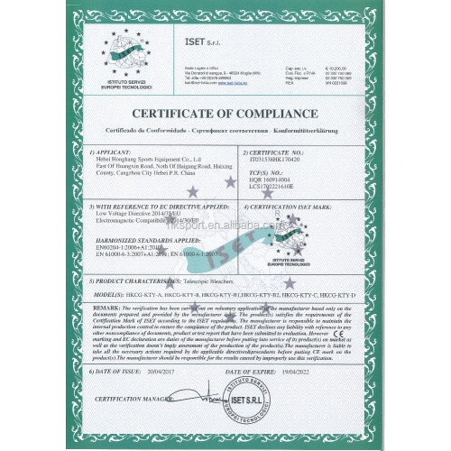 Front Mounted Folded Telescopic Bleachers Stadium Seat Chair