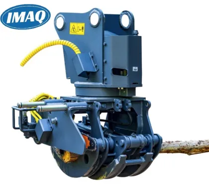 Grab saw grapples log cutting machine forest