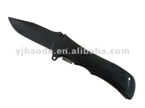 stianless steel side chain color wood handle pocket knife ( black oxide coating)