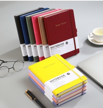 Custom Macaron Leather Strap Notebook with Ivory White Horizontal Lines