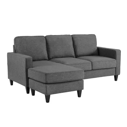 Reversible Small Living Room Sofy Fabric Upholstered Sectional Sofa Sets