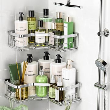High Quality Stainless Steel Adhesive Shower Shelves for Bathroom