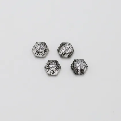 Natural Black Hair Crystal Hexagonal Shape Crystal Gemstone