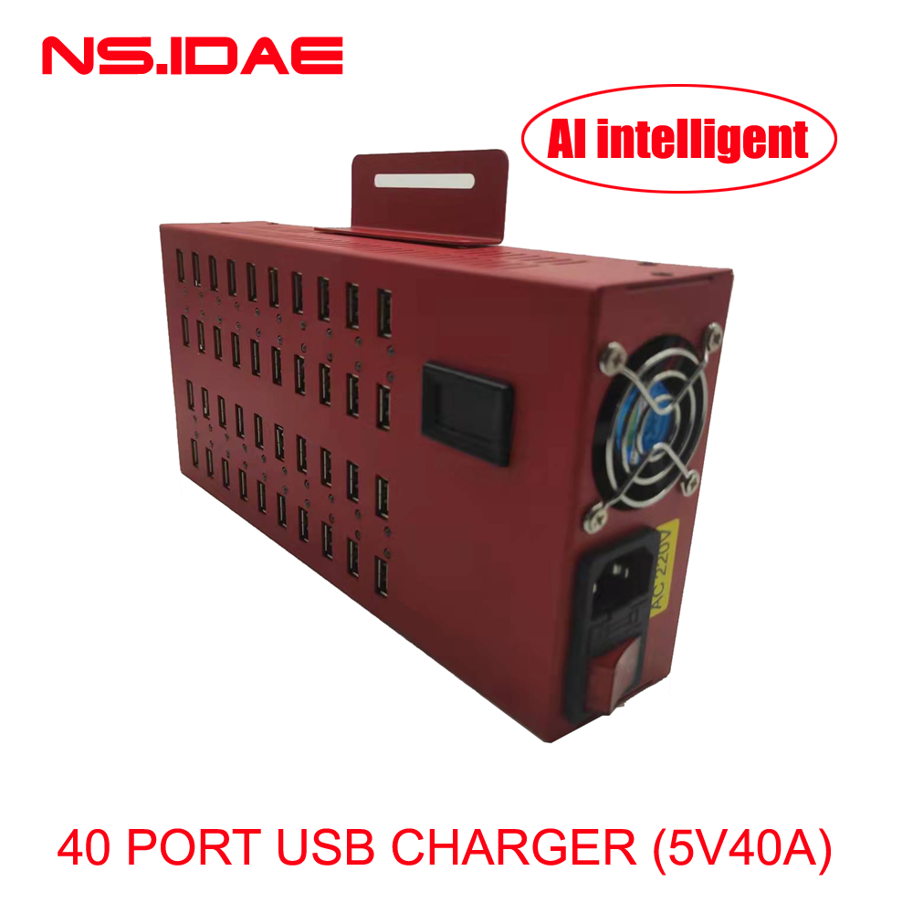 40 portas USB Smart Charger com luz