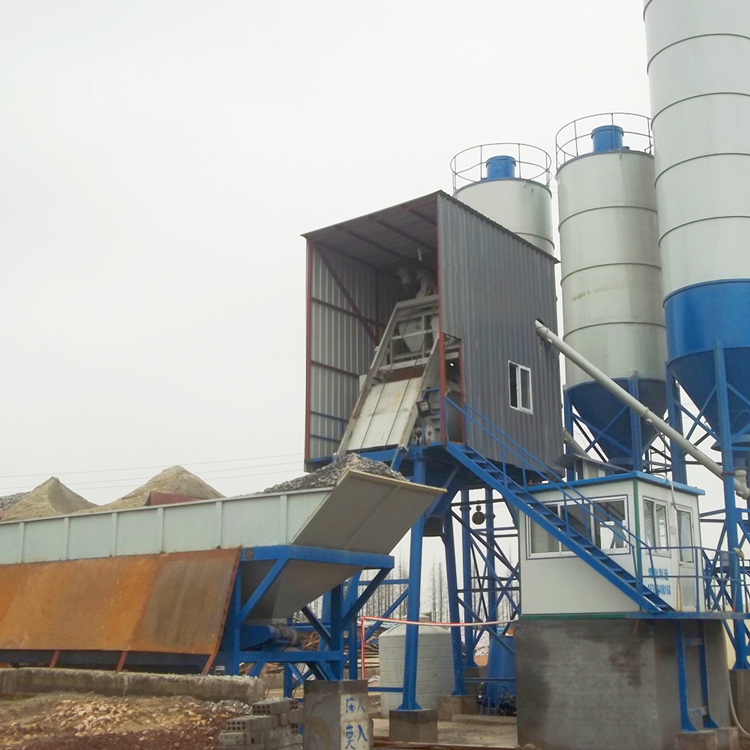 HZS75 electric hopper construction concrete batching plant