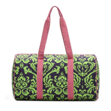 Sublimation floral quilting cotton overnight shoulder messenger satchel travel bag, weekend tote holdall handbag travel bag