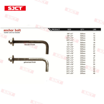 Foundation Anchor Bolt Weight Chart concrete anchor bolt L type Factory