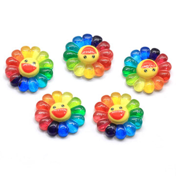 Cute Sunflower Resin Beads Artificial Flower Flatback Cabochon for Home Decor DIY Ornament Accessories