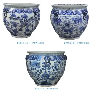 Blue and White Mackerel Algal Pattern Tank Planter