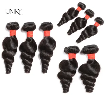 Uniky Raw Mink Brazilian Extension Human Weave With Closure Frontal Deep Loose Wave Virgin Hair Frontal And Bundles Human Hair