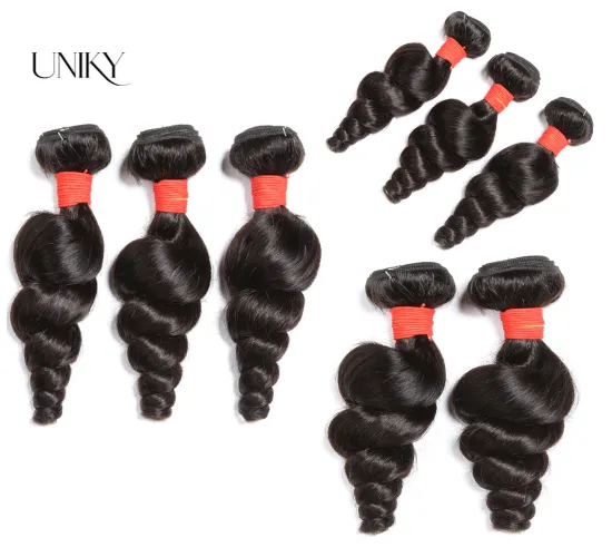 Uniky Raw Mink Brazilian Extension Human Weave With Closure Frontal Deep Loose Wave Virgin Hair Frontal And Bundles Human Hair
