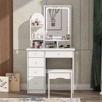 White LED Light Low Price Bedroom Furniture with Storage Option