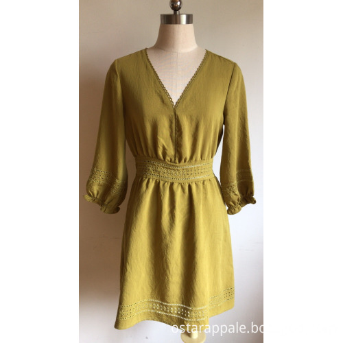 Dress with 3/4 Sleeve Silk Cotton Viscose dress