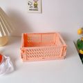 OOTDTY Collapsible Crate Plastic Folding Bathroom Storage Box Basket Utility Cosmetic Container Desktop Holder Home Use