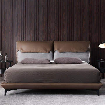 Véritable tissu en cuir King Size Bed Tolster