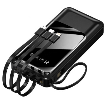 20000mAh USB Type C Power Bank med inbyggd kabel för mobiltelefoner