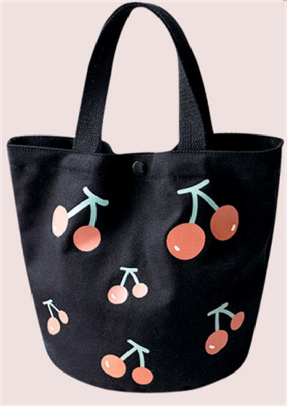 Cherry Printed Round Smooth Line Canvas Handbag
