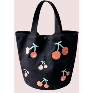 Bolso de lienzo de línea suave de cereza impresa