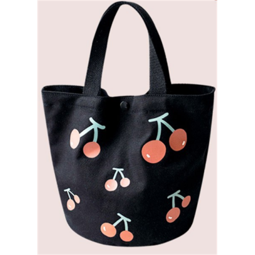 Cherry Printed Round Smooth Line Canvas Handbag