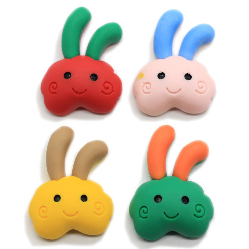 Nieuwe Mooie Glimlach Konijn Hars Plat Cabochon Kawaii Cartoon Dier Gelukkig Bunny Plaksteen Craft Voor Scrapbooking Haarelastiekjes DIY